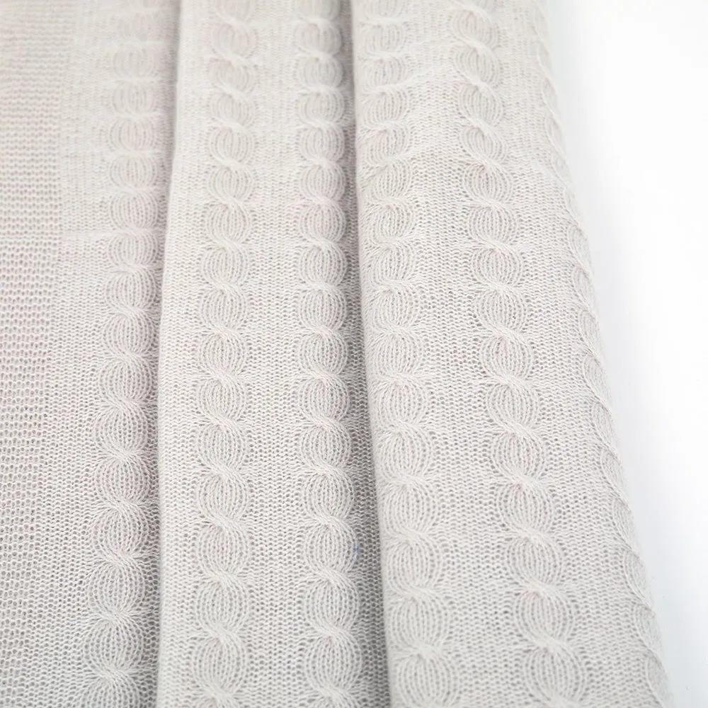 Cable Knit Cashmere Baby Shawl - Whisper Grey