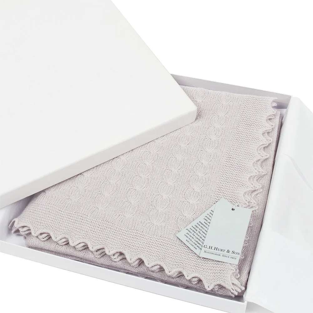 Cable Knit Cashmere Baby Shawl - Whisper Grey