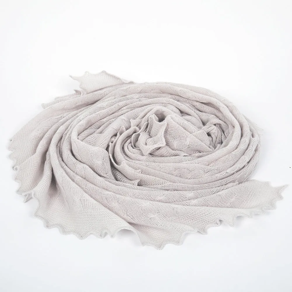 Cable Knit Cashmere Baby Shawl - Whisper Grey