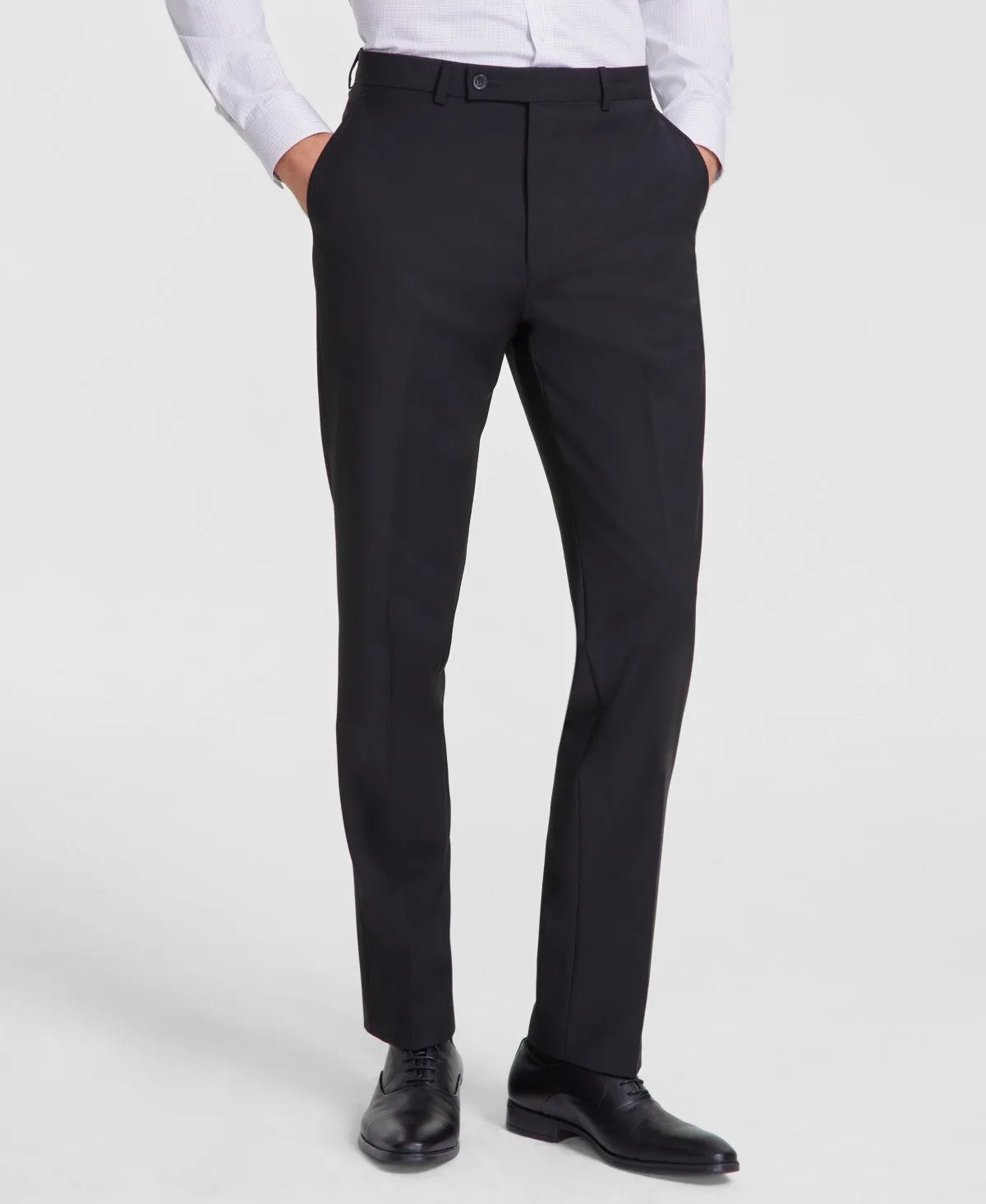 Calvin Klein Mens Slim fit Dress Pants 33 / 30 Dark Grey Solid Stretch