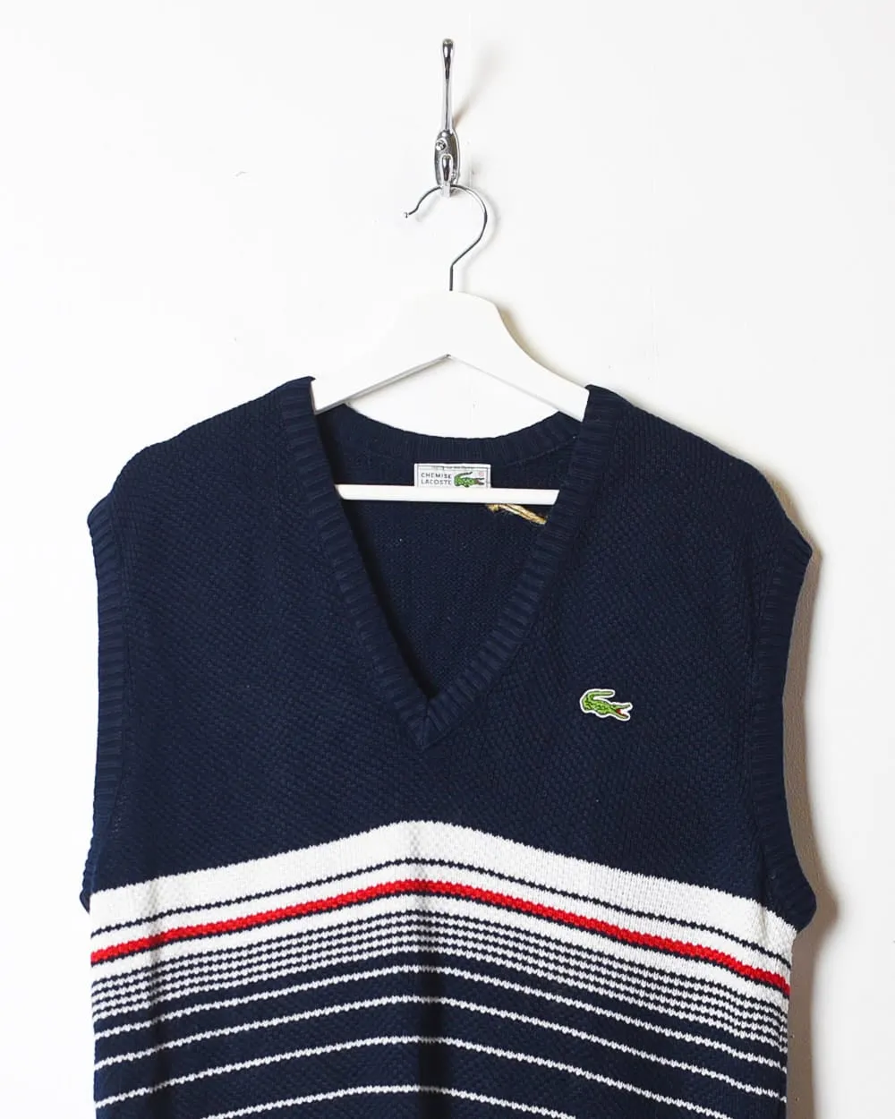 Chemise Lacoste Striped Knitted Sweater Vest - Medium