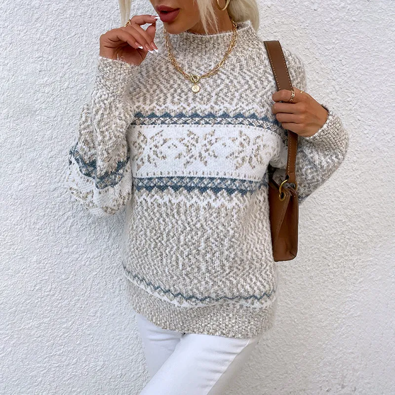 Christmas 🎄 Christmas Gifts 🎄 Semi-turtleneck Snowflake Knitted Sweater