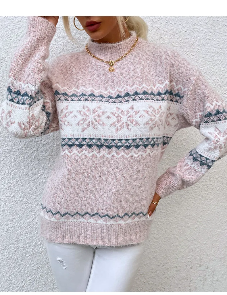 Christmas 🎄 Christmas Gifts 🎄 Semi-turtleneck Snowflake Knitted Sweater