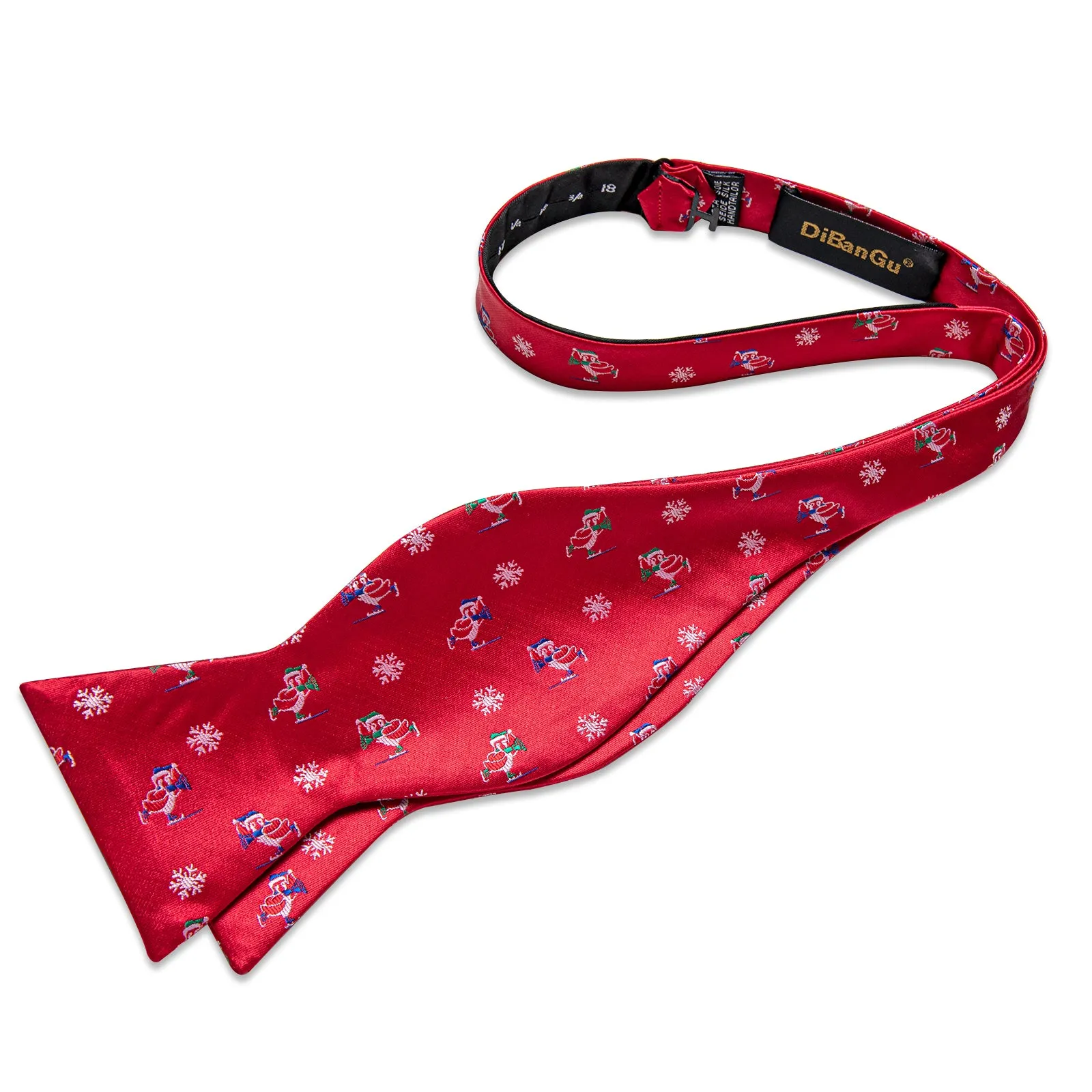 Christmas Red Novel Snowflake Bowtie Pocket Square Cufflinks Set