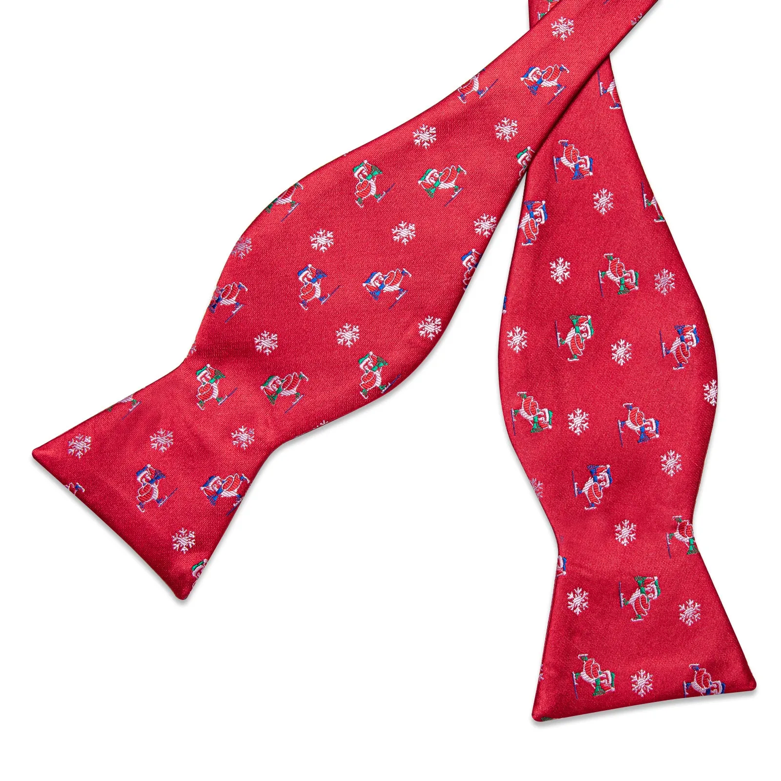 Christmas Red Novel Snowflake Bowtie Pocket Square Cufflinks Set