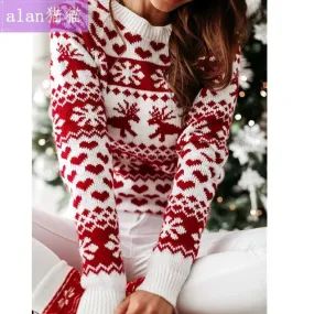 Christmas  snowflake Ladies Knitted Jumper Pullover sweater