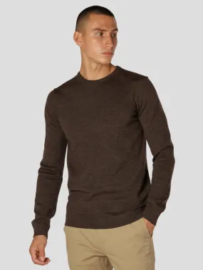 Clean Cut Copenhagen Brown Melange Merino Wool Crewneck
