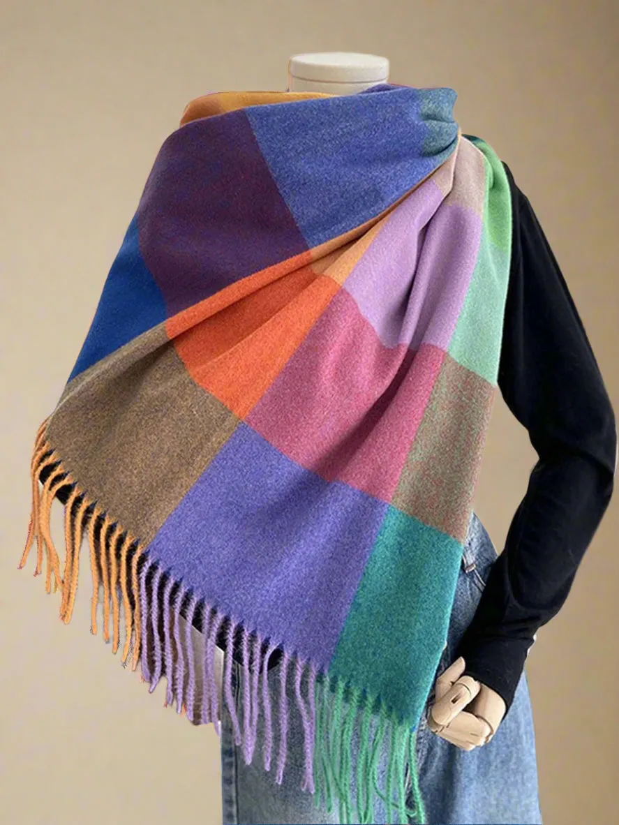 Color Block Large Shawl Scarf