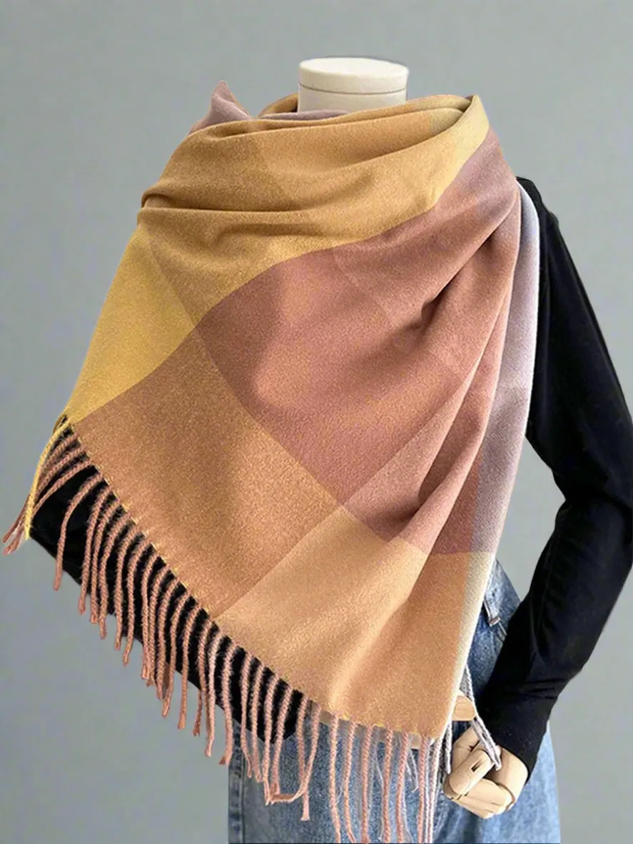 Color Block Large Shawl Scarf