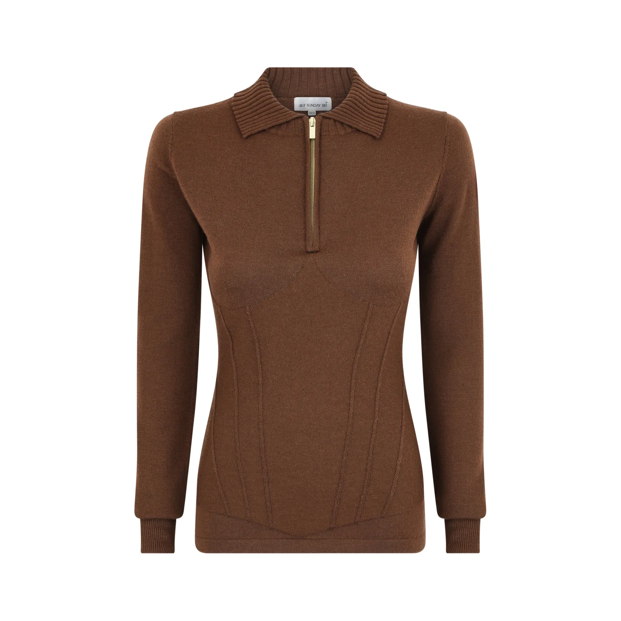 Contour Merino Mid Layer Top - Chocolate