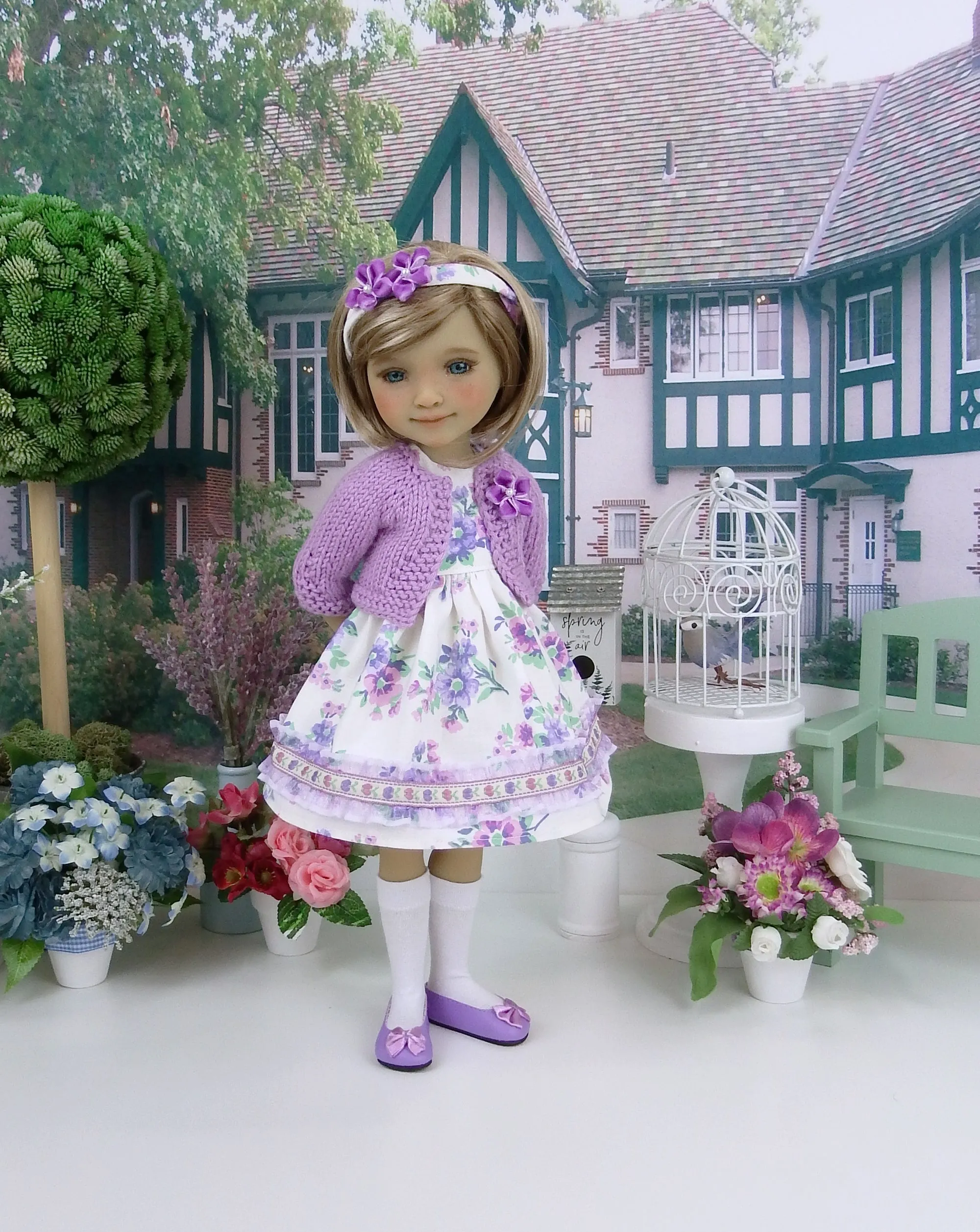 Countryside in Spring - dress and sweater with shoes for Ruby Red Fashion Friends doll