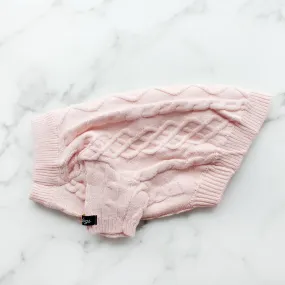 Cozy Baby Pink Cable Knit Dog Sweater