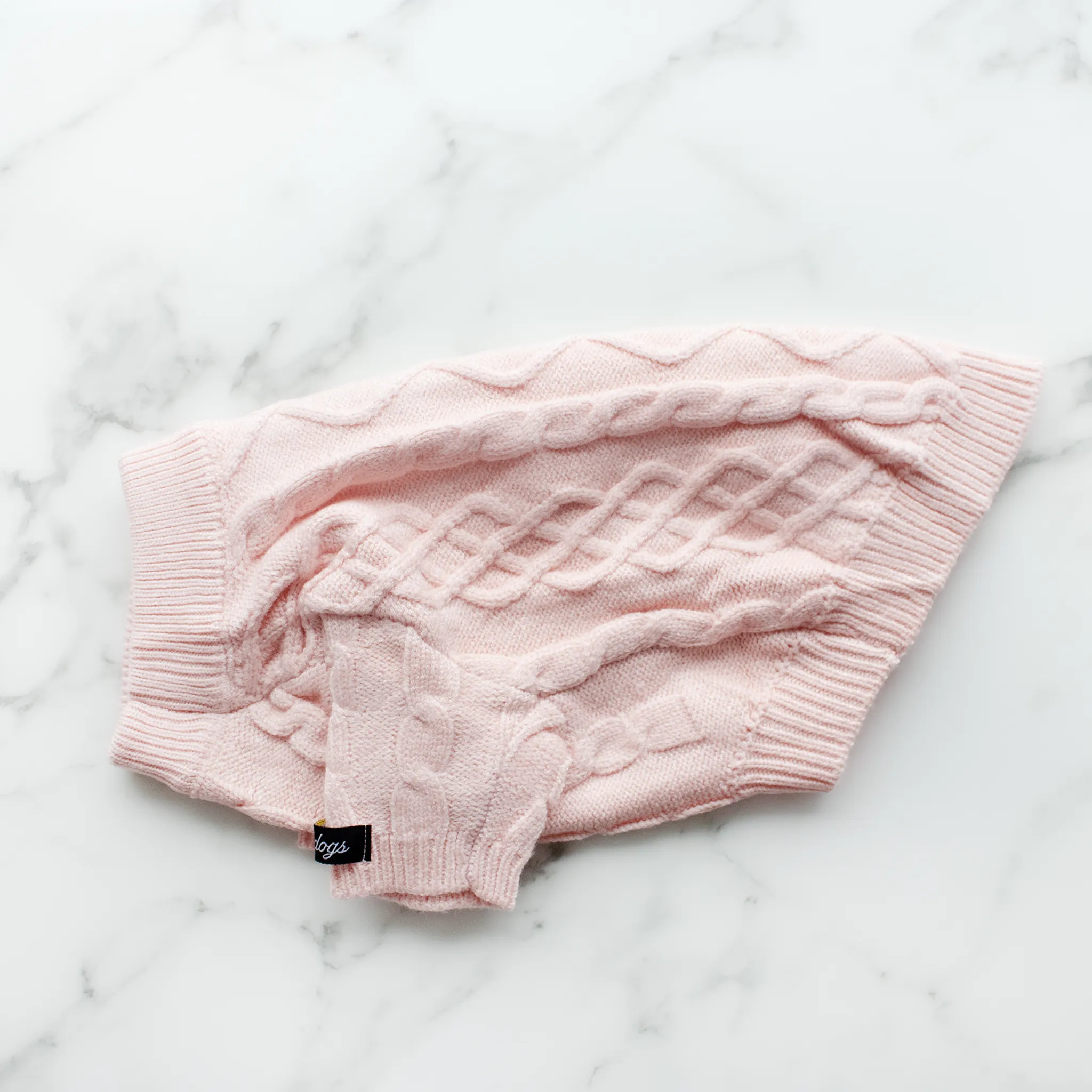 Cozy Baby Pink Cable Knit Dog Sweater