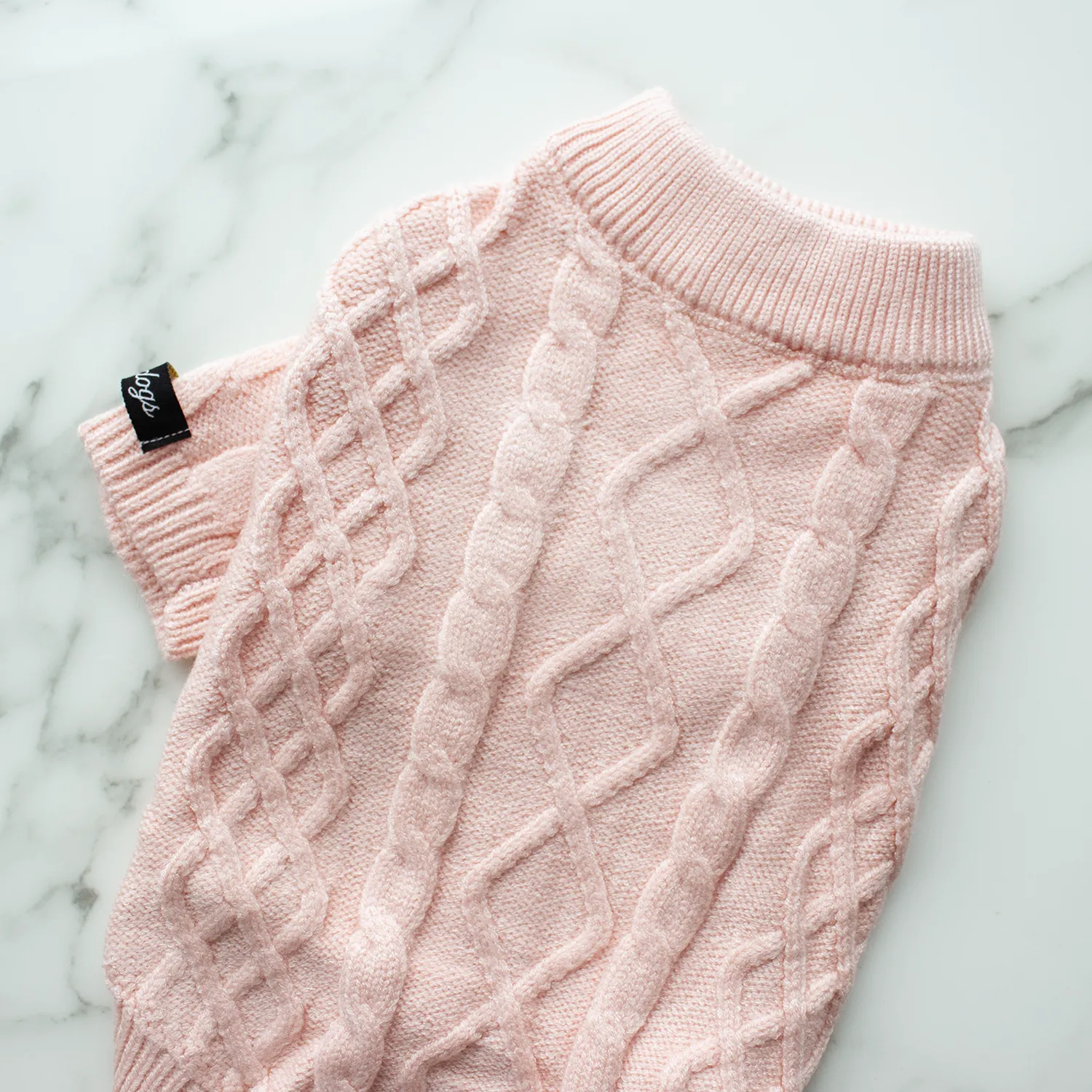 Cozy Baby Pink Cable Knit Dog Sweater
