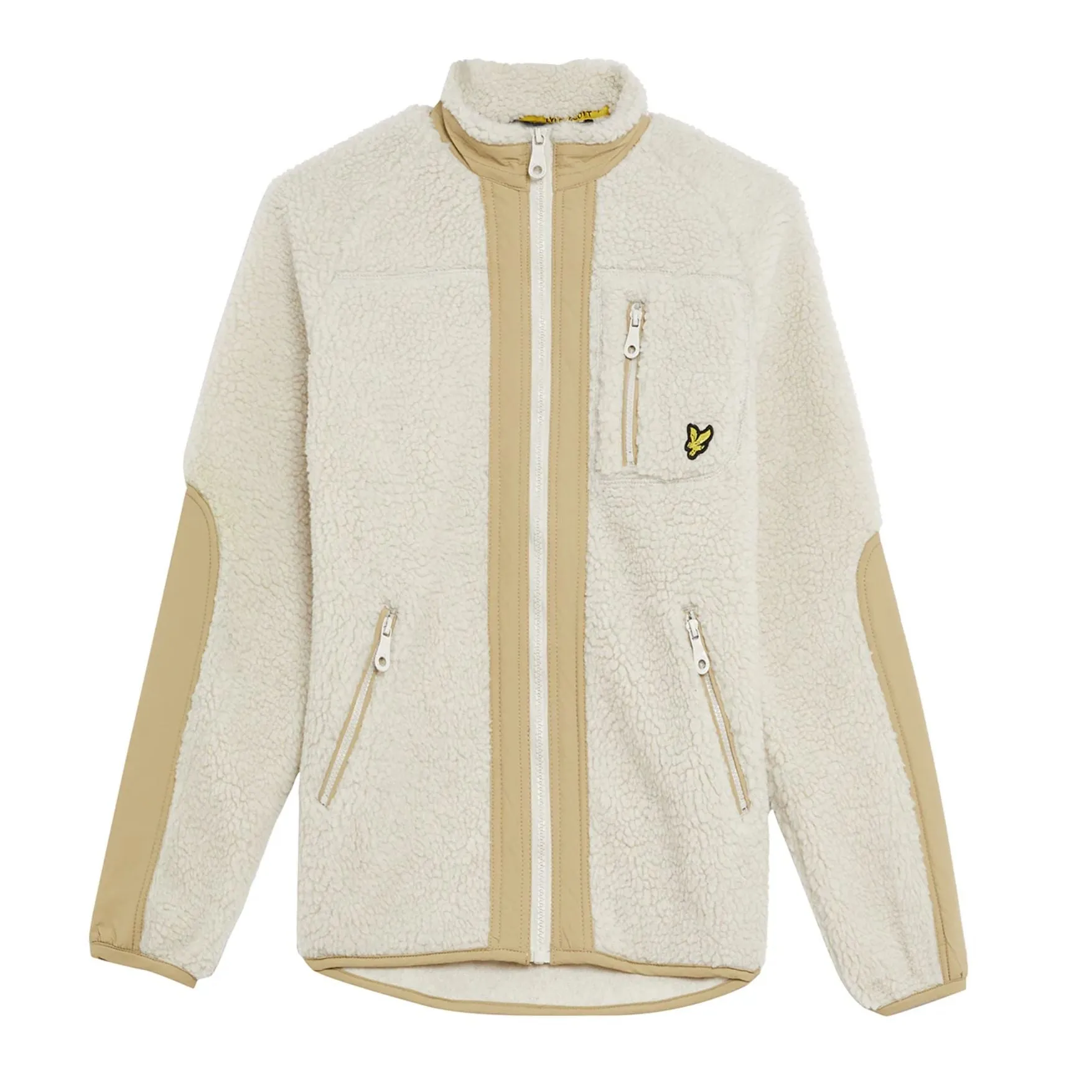 Cream Woven Trim Sherpa Fleece