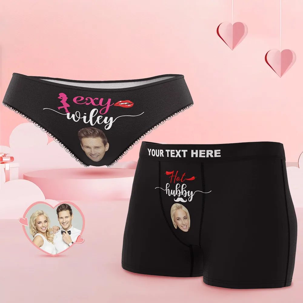 Custom Face Hubby and Wifey Couple Underwear Personalized Underwear Valentine's Day Gift