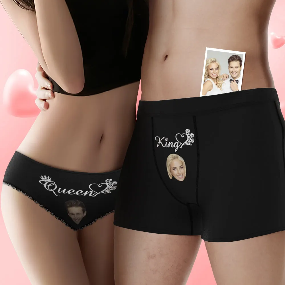Custom Face King and Queen Couple Underwear Personalized Underwear Valentine's Day Gift