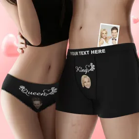 Custom Face King and Queen Couple Underwear Personalized Underwear Valentine's Day Gift