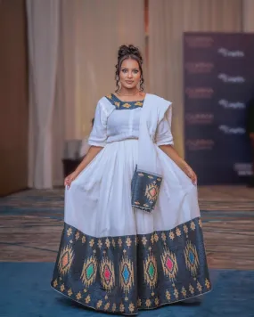 Darker Green Ethiopian Traditional Dress: New Habesha Dress Design for Any Occasions Eritrean Clothing