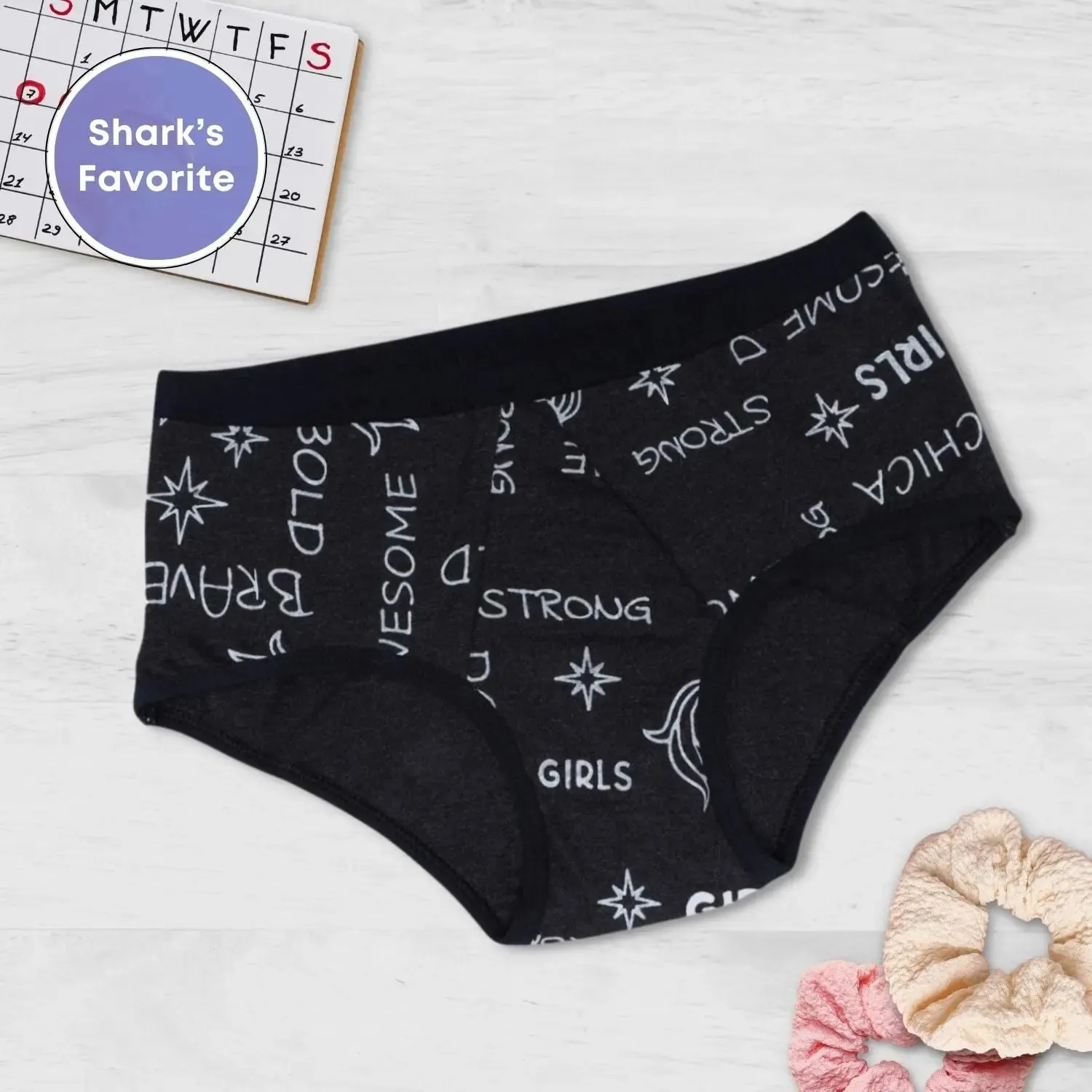 D'chica Metallic Print Period Panties - Eco-friendly, Anti-Microbial Lining, Grey, PFOS PFAS Free
