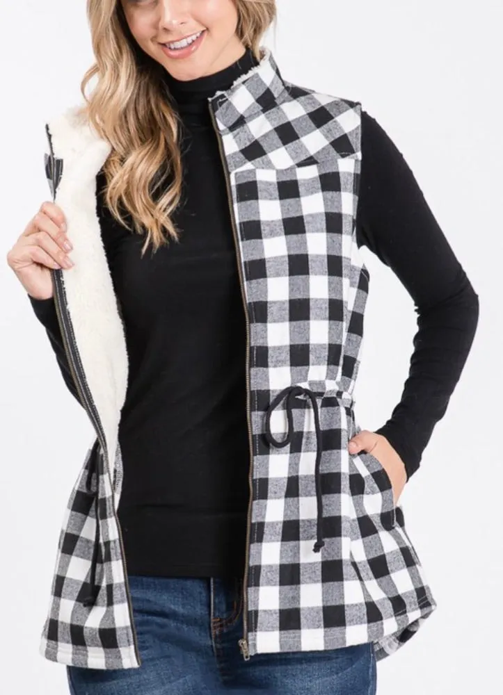Deana Plaid Vest- White