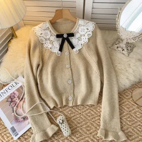 Doll Lace Collar Single-breasted Cardigan