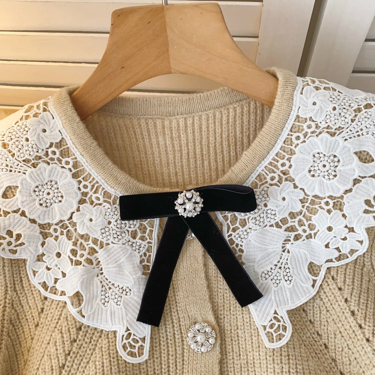 Doll Lace Collar Single-breasted Cardigan