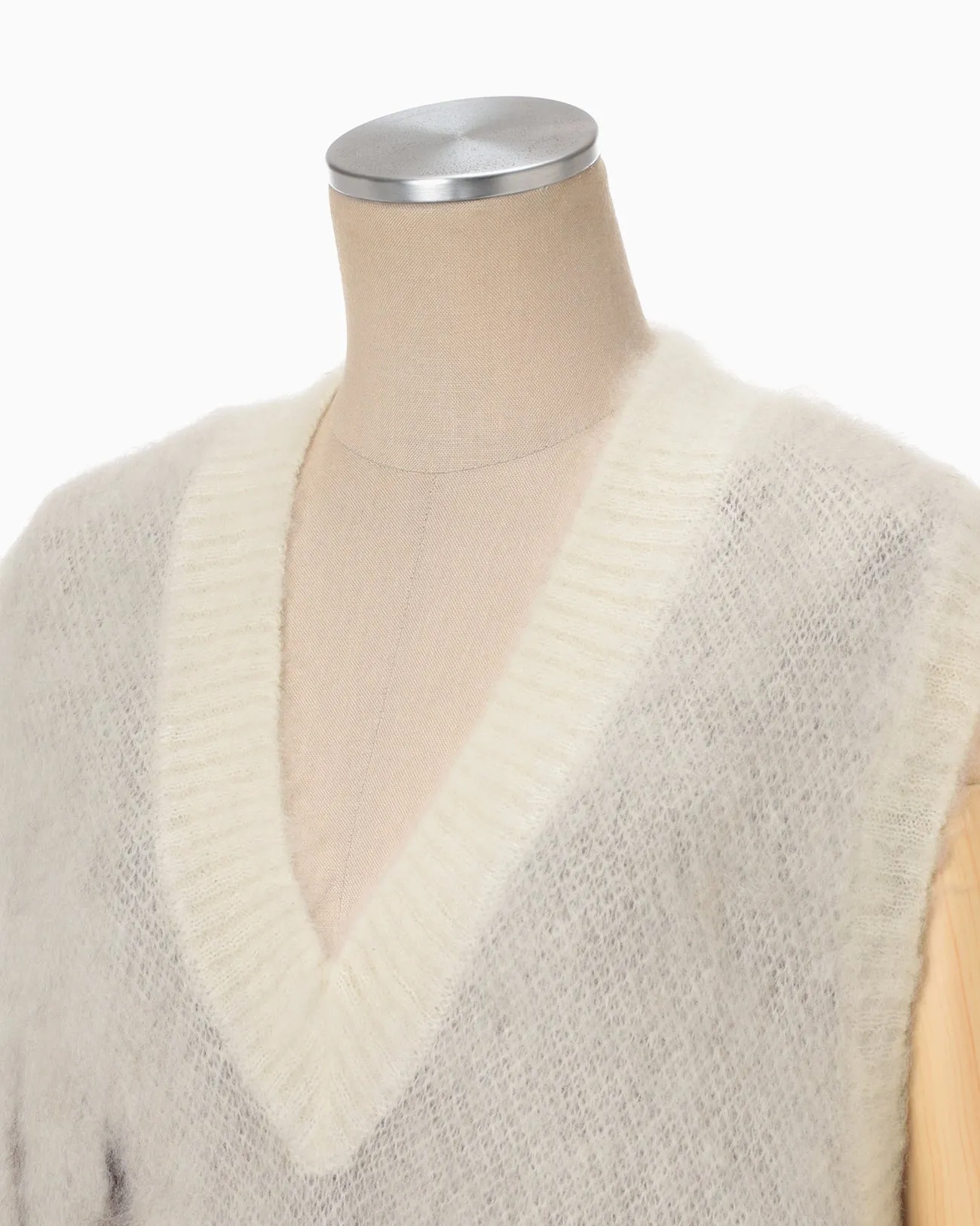 Drip Glaze Pattern Mohair Knitted Vest - brown