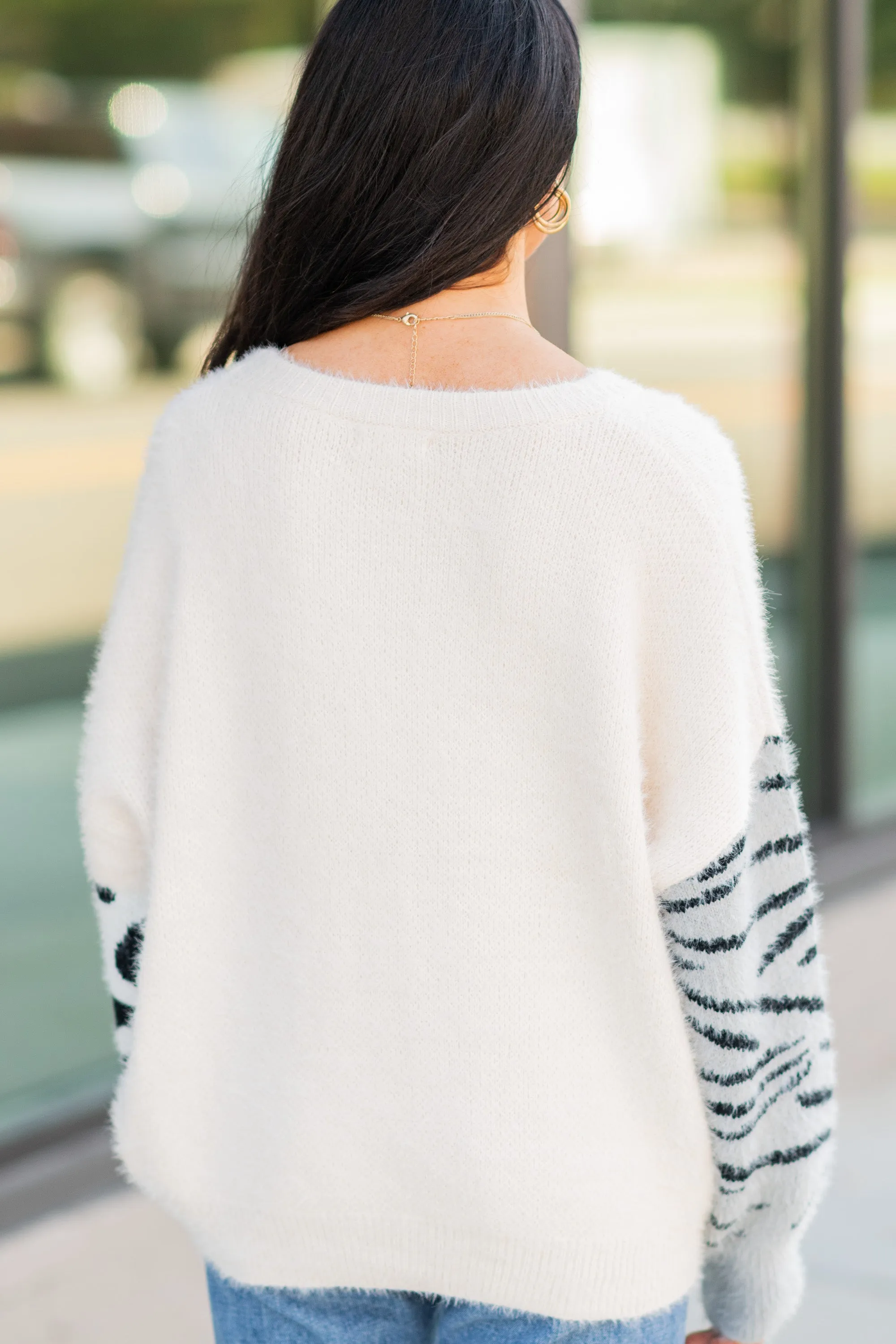 Easy Days Ivory White Leopard Sweater