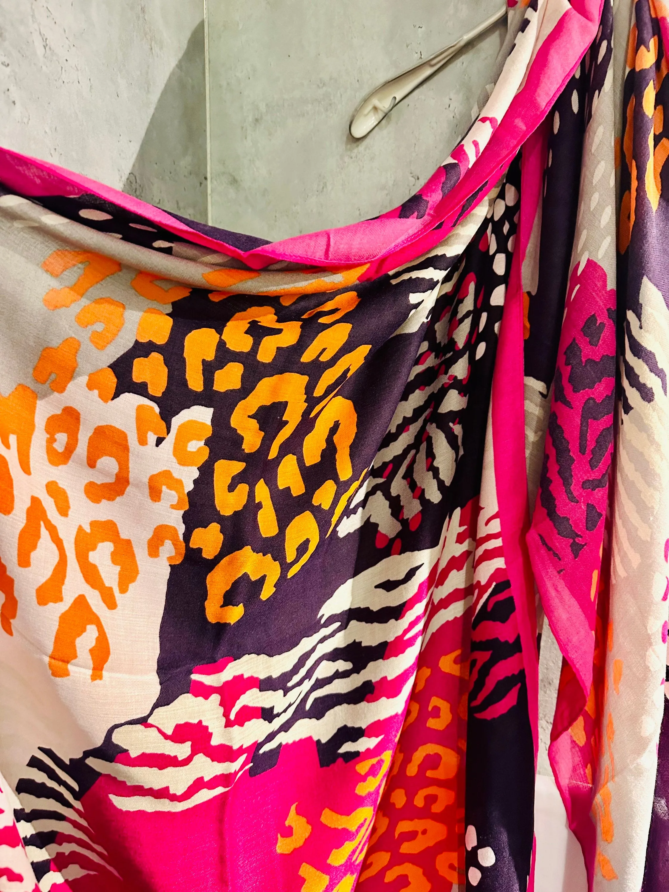 ECO Friendly African Animals Skin Texture Organic Cotton Blend Scarf In Pink,Spring Summer Autumn Scarf