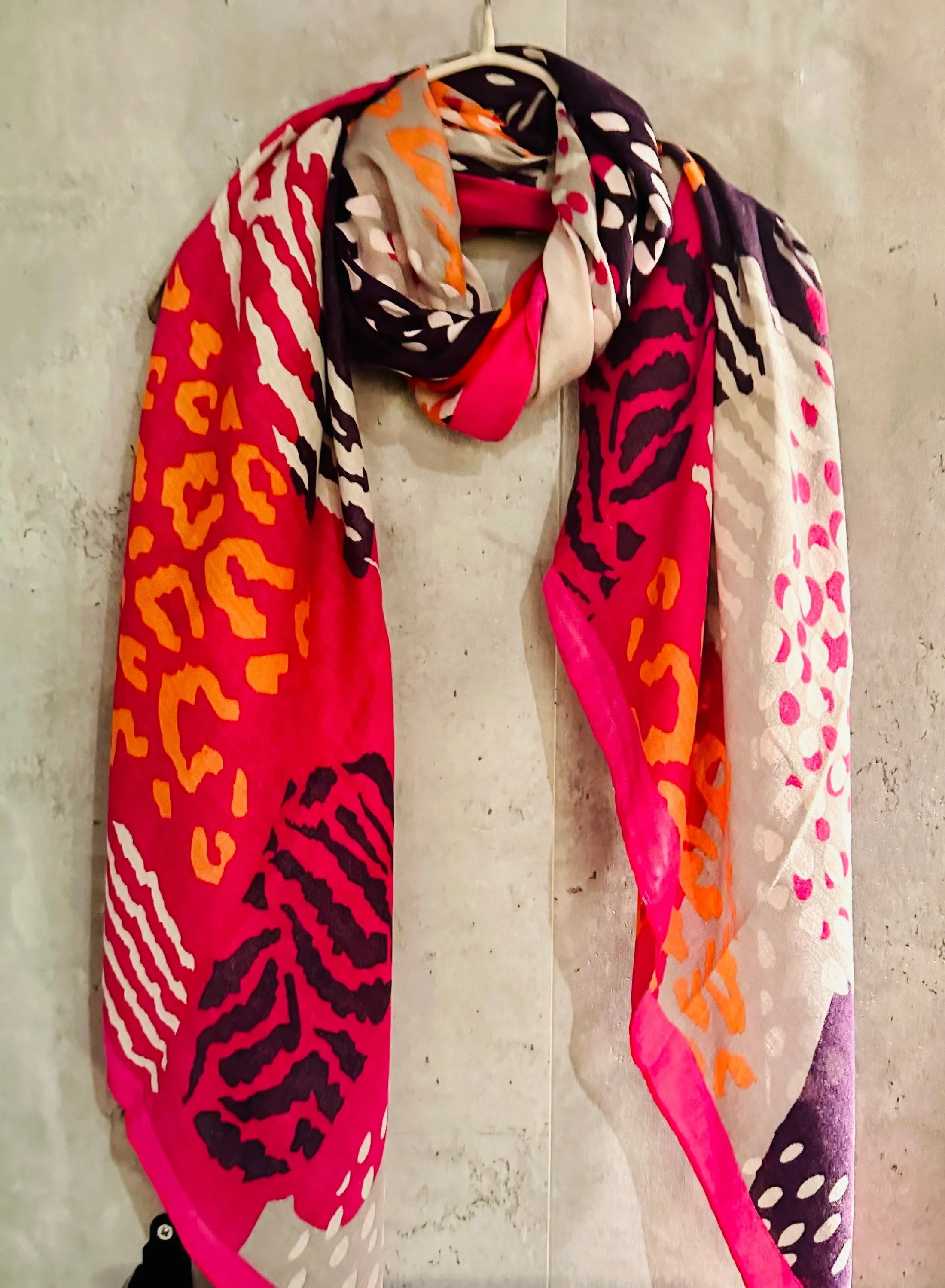 ECO Friendly African Animals Skin Texture Organic Cotton Blend Scarf In Pink,Spring Summer Autumn Scarf