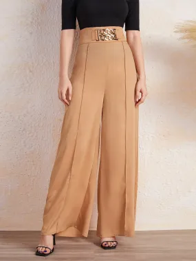 Elegant Plain Zipper High Waist Long Women Pants