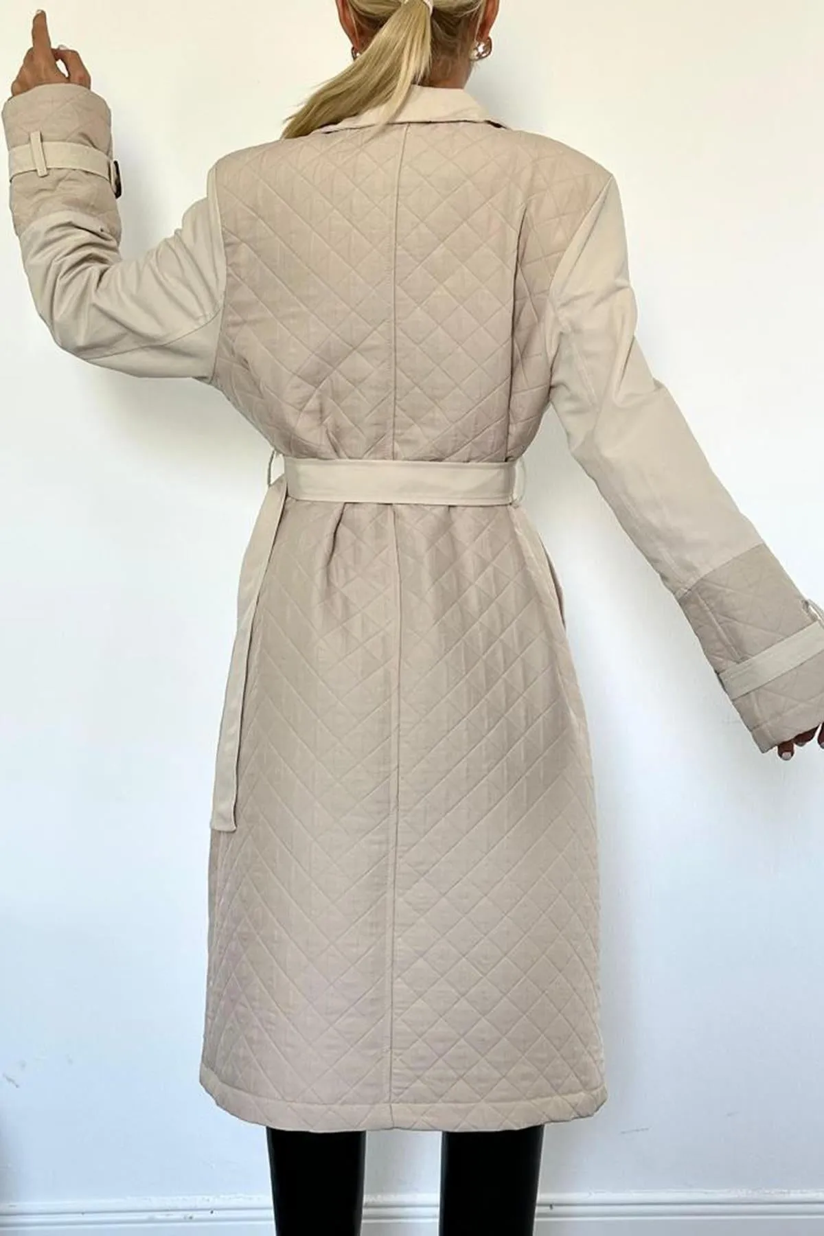 ELS Quilted Trench Coat - Beige - Bolzano