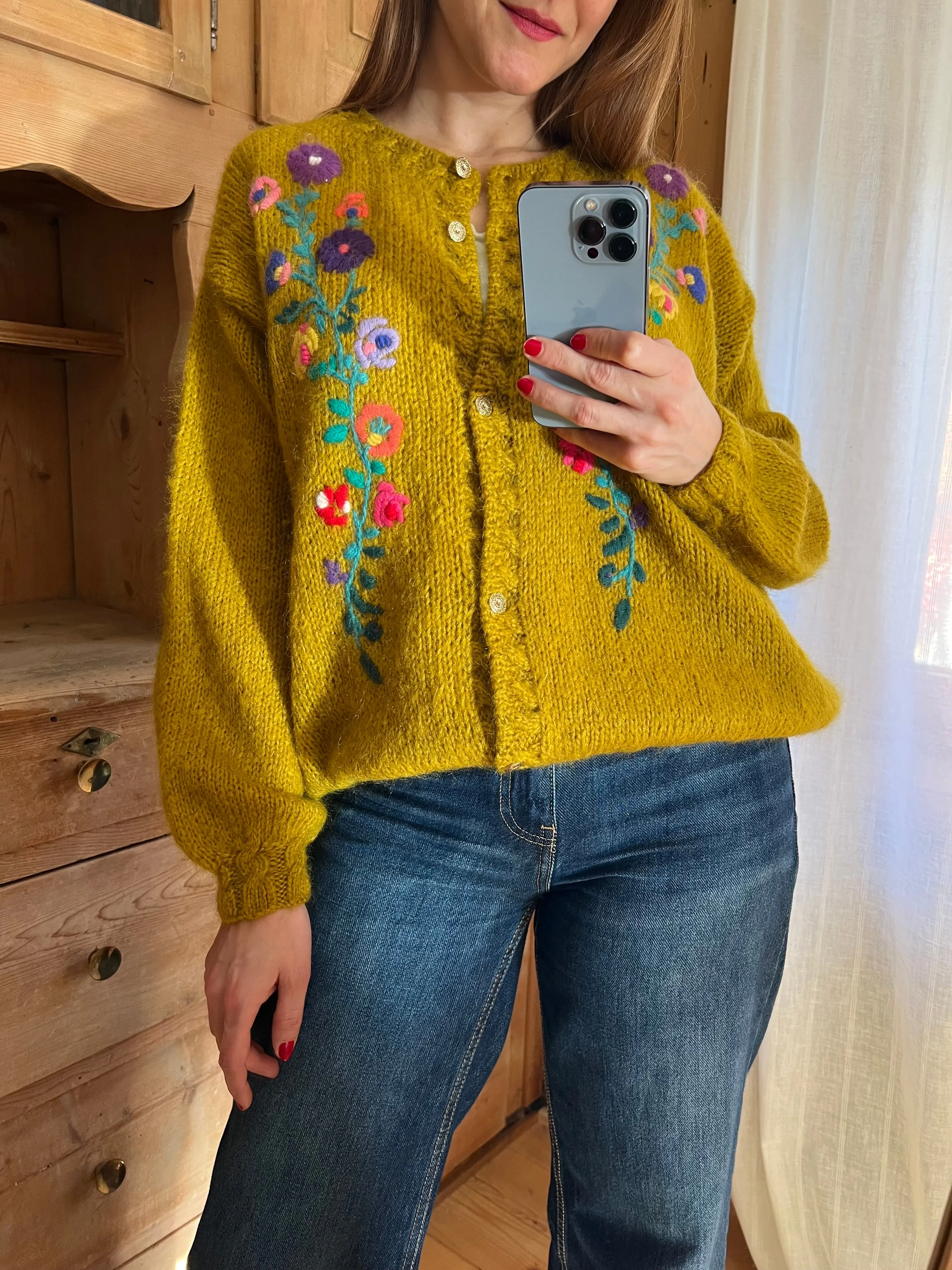 Embroidered Wool Cardigan