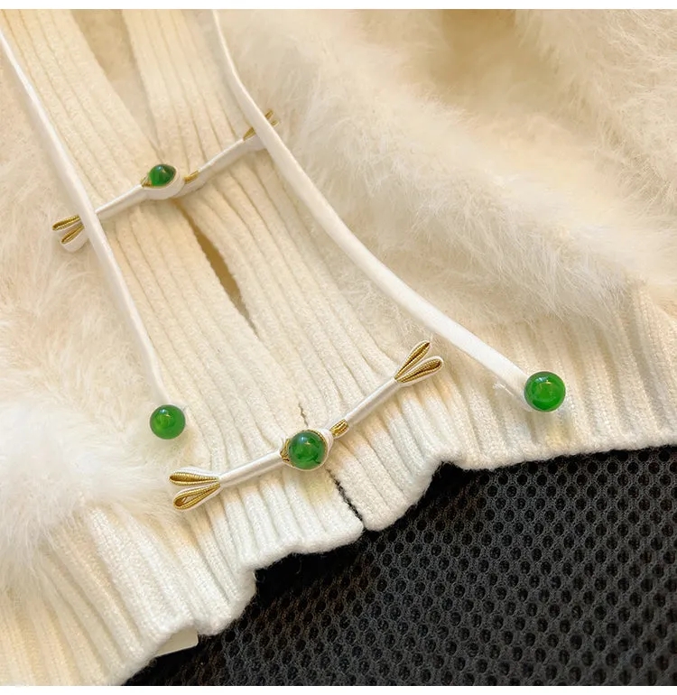 Ethnic Plate button Knitted Cardigan