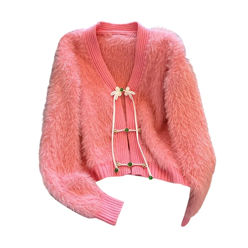 Ethnic Plate button Knitted Cardigan
