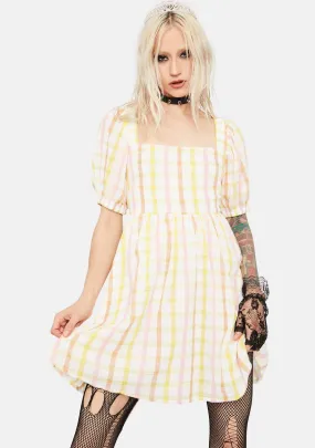 Farm Fairest Plaid Tie Back Babydoll Dress