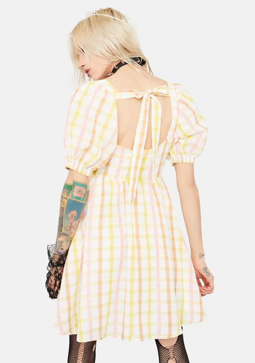 Farm Fairest Plaid Tie Back Babydoll Dress