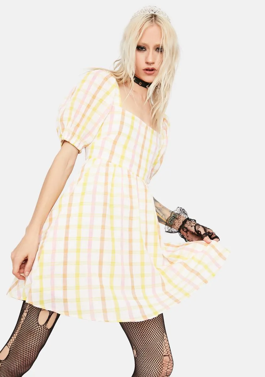 Farm Fairest Plaid Tie Back Babydoll Dress