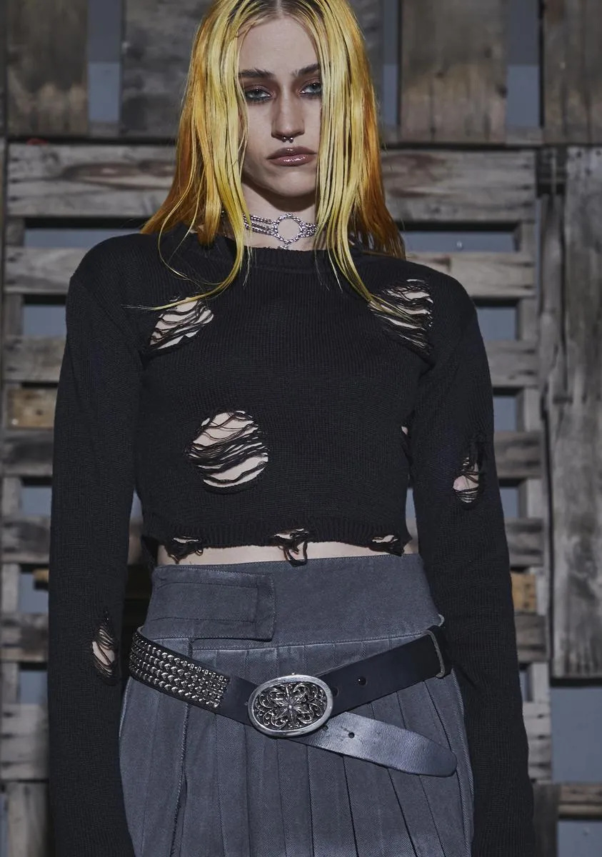 Flanger Distressed Crop Sweater