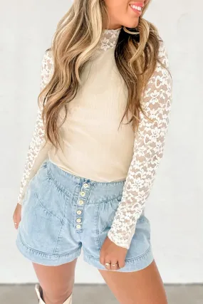 Floral Lace Layer Top (Beige)