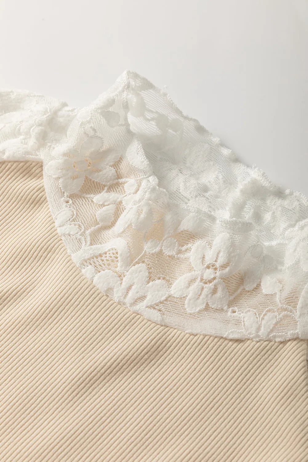 Floral Lace Layer Top (Beige)