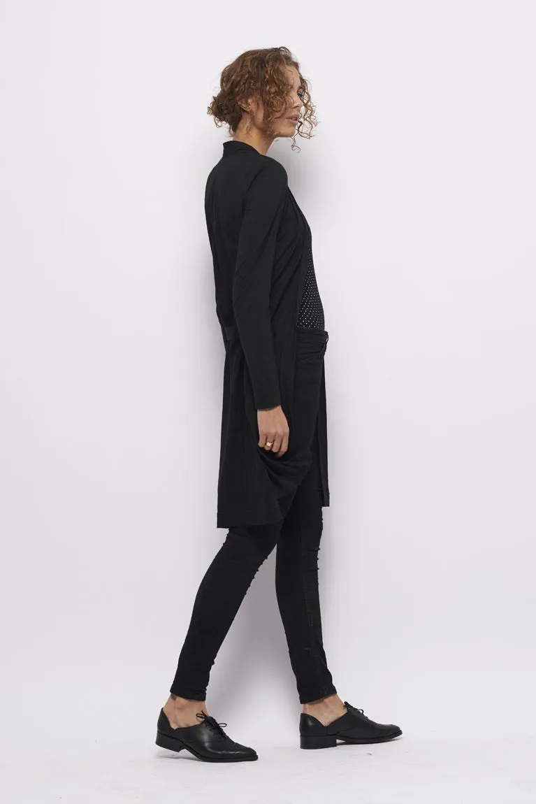 Froks Wrap Jersey Cardigan / Black