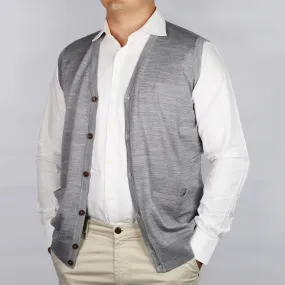 Fusaro Antonio merino wool knitted, button up vest in grigio (MA23048)