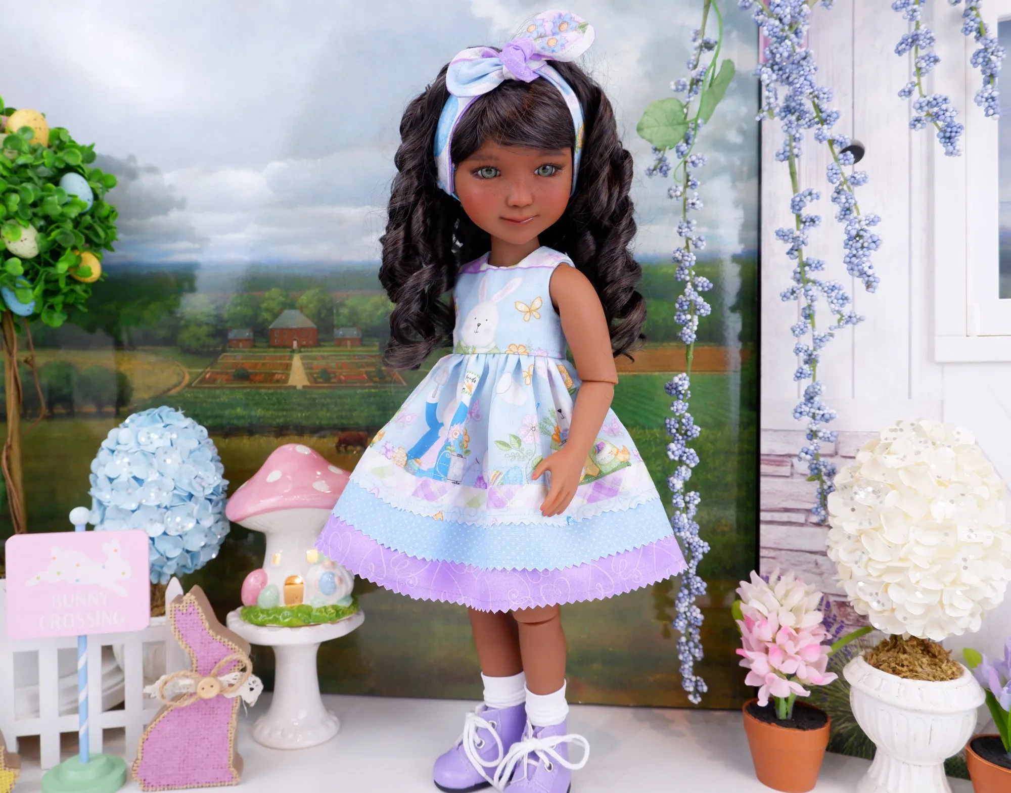 Gardening Bunnies - dress with boots for Ruby Red Fashion Friends doll