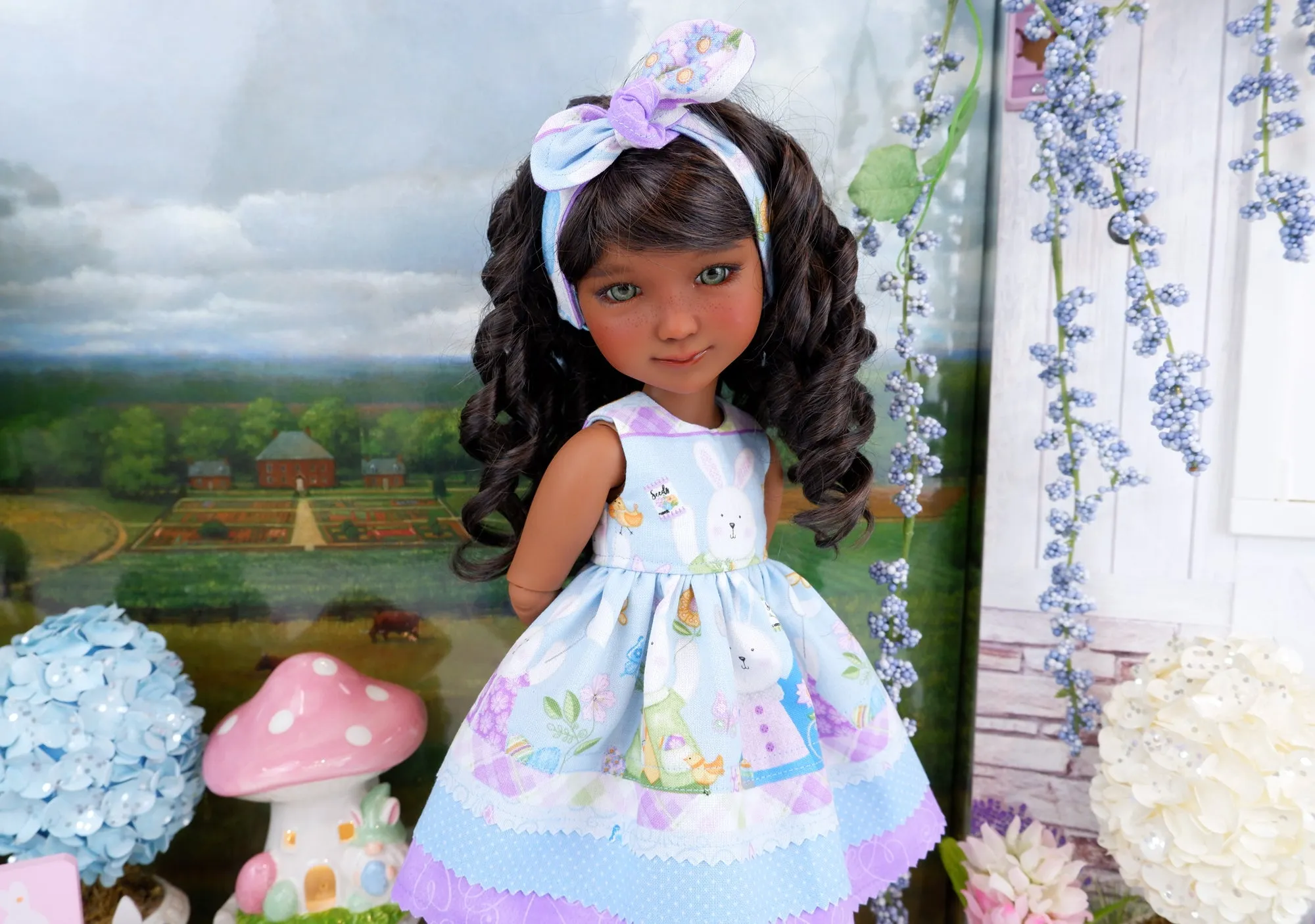 Gardening Bunnies - dress with boots for Ruby Red Fashion Friends doll