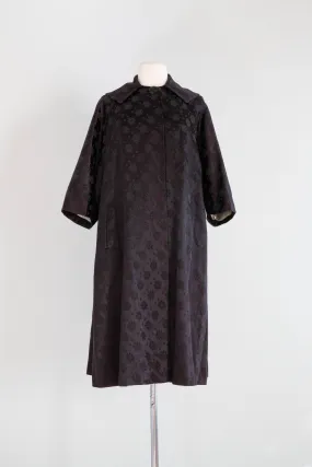 Gorgeous 1950's Snowflake Satin Brocade Evening Opera Coat / OSFM