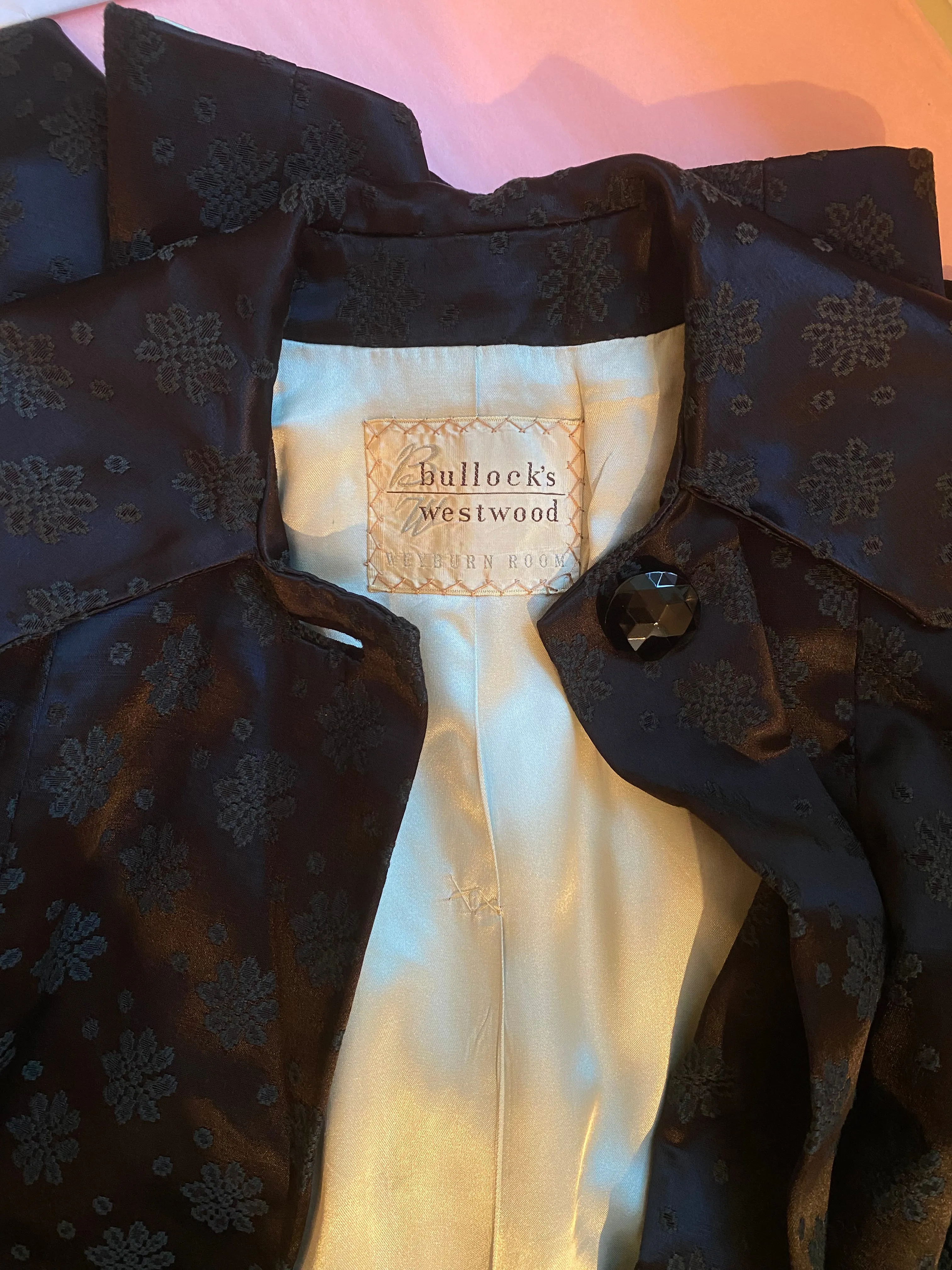 Gorgeous 1950's Snowflake Satin Brocade Evening Opera Coat / OSFM