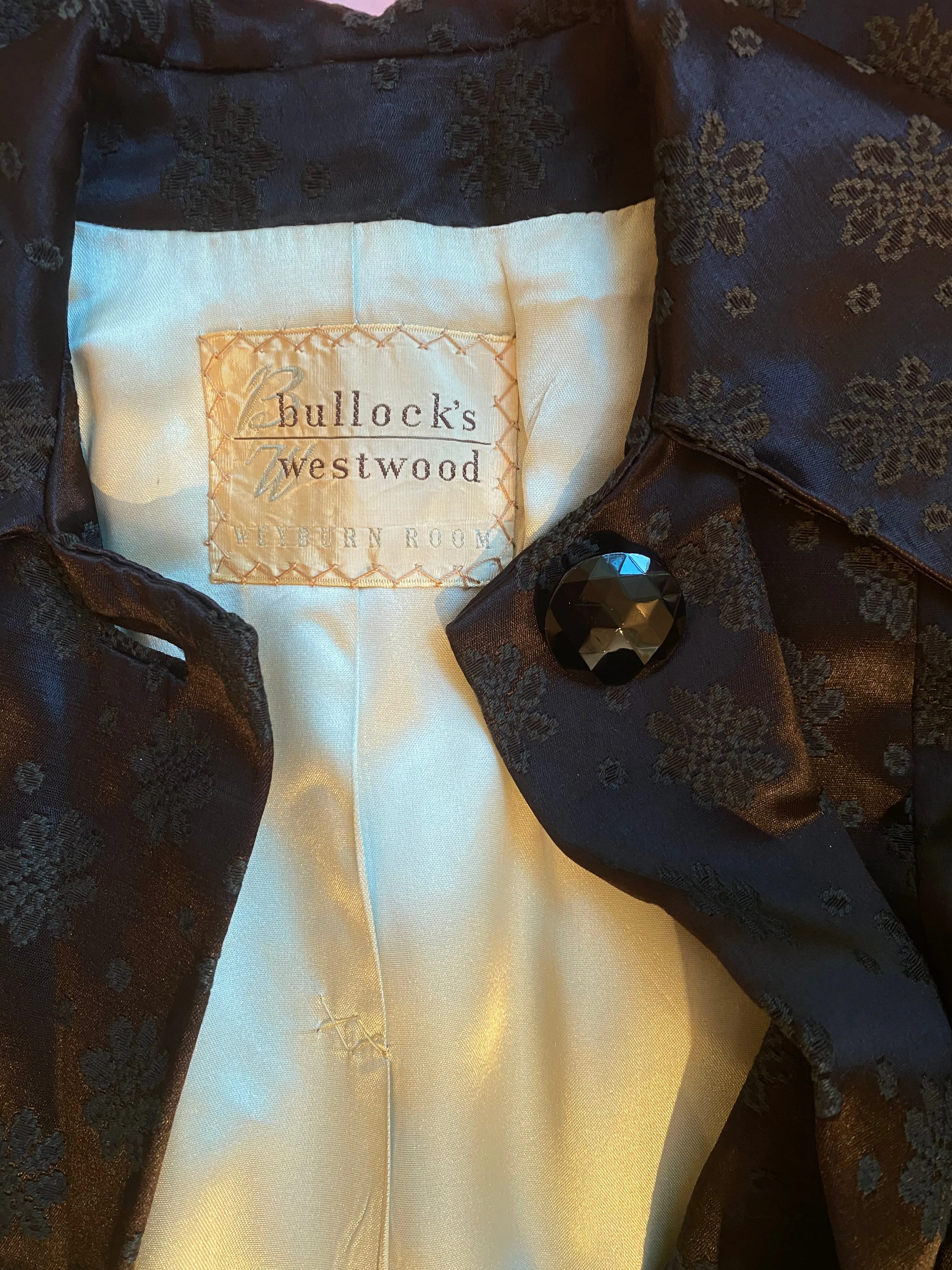 Gorgeous 1950's Snowflake Satin Brocade Evening Opera Coat / OSFM