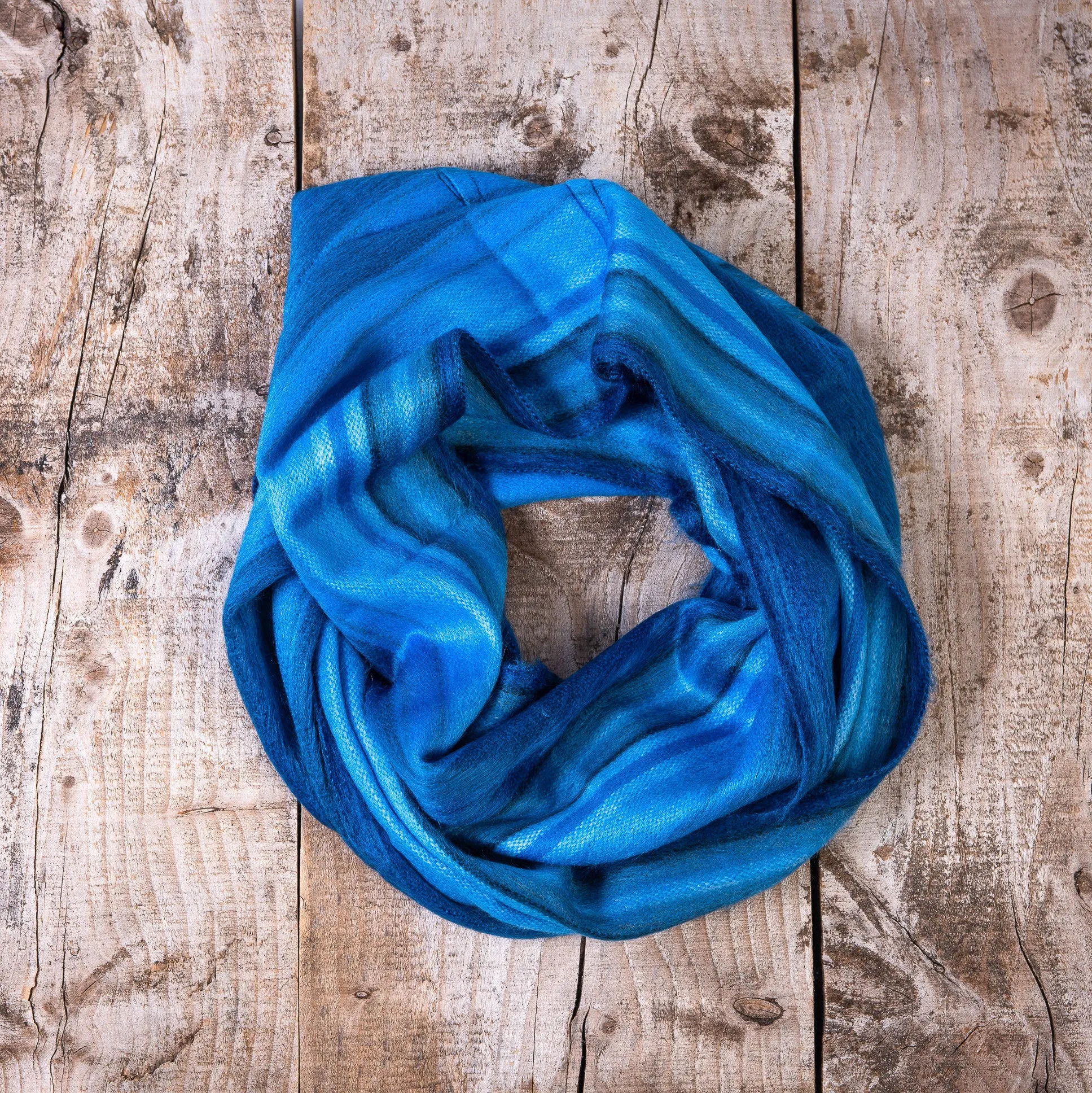 Grey & Blue Alpaca Wool Infinity Scarf